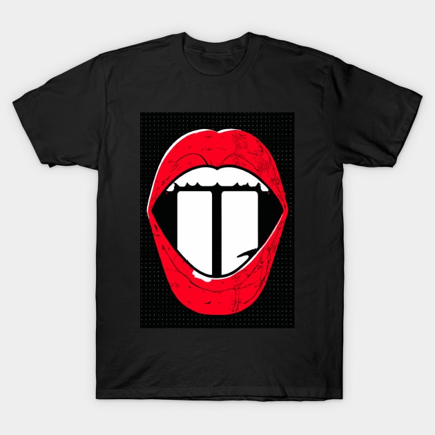 Red Lips White Tooth T-Shirt by maxcode